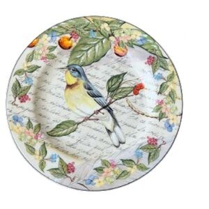 American Atelier at Home Morning Song 5071 Porcelain Blue Bird Floral Plate